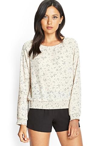 Forever21 Smocked Floral Print Top