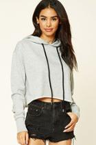 Forever21 Women's  Heather Grey Raw-cut Hem Hoodie