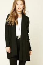 Forever21 Women's  Black Ribbed Knit Cardigan