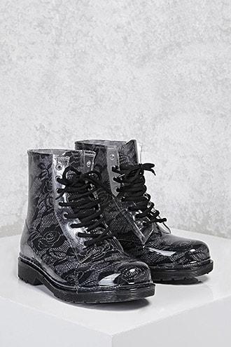 Forever21 Floral Jelly Ankle Boots
