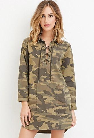 Forever21 Camo Print Collared Dress