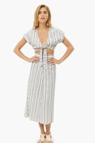Forever21 Striped Crop Top & Midi Skirt Set