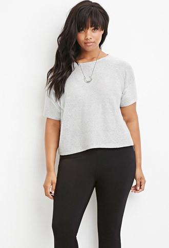 Forever21 Plus Women's  Silver Plus Size Metallic Knit Top