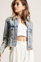 Forever21 Distressed Faux Pearl Acid Wash Jacket