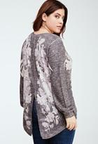 Forever21 Plus Size Floral Tulip-back Marled Sweater