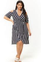Forever21 Plus Size Striped Open-shoulder Surplice Dress
