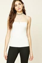 Forever21 Women's  Ivory Ribbed Knit Cami Top