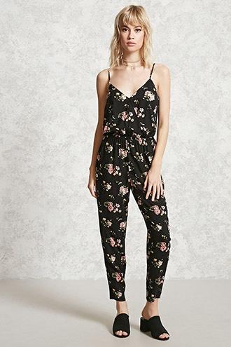 Forever21 Floral Surplice Cami Jumpsuit