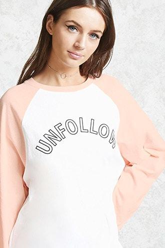 Forever21 Unfollow Graphic Raglan Tee