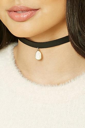Forever21 Faux Leather Iridescent Choker