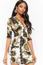 Forever21 Baroque Print Plunging Mini Dress