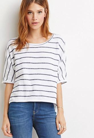 Love21 Striped Textured Knit Top