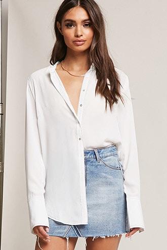 Forever21 Chiffon Dolphin-hem Shirt