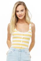 Forever21 Ribbed Striped Button-front Top