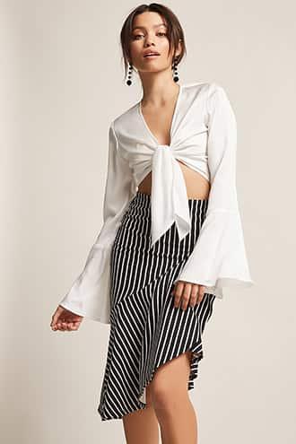 Forever21 Stripe Asymmetrical Skirt