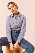 Forever21 Pinstripe Cropped Shirt