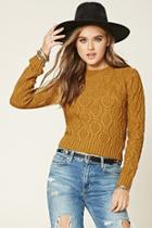 Forever21 Women's  Sunset Gold Cable Knit Sweater