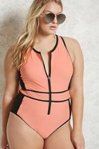 Forever21 Plus Size One-piece Zip Swimsuit