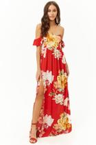 Forever21 Crepe Floral Off-the-shoulder Maxi Dress