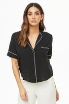Forever21 Piped-trim Button-front Shirt