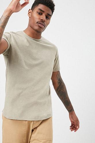 Forever21 Curved Hem Slub Knit Tee