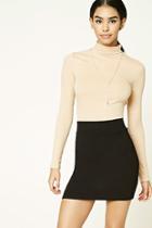 Forever21 Women's  Nude Ribbed Knit Turtleneck Top