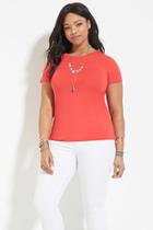 Forever21 Plus Women's  Coral Plus Size Classic Tee