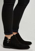 Forever21 Women's  Buckled Faux Suede Ankle Booties (black)