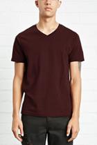 21 Men Men's  Burgundy Cotton V-neck Tee