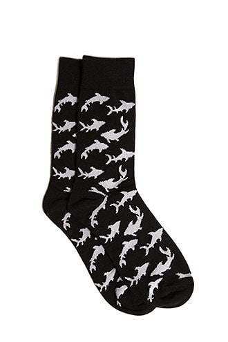 Forever21 Men Dolphin Print Crew Socks