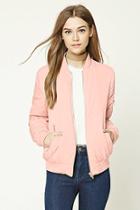 Forever21 Women's  Light Pink Quilted Bomber Jacket