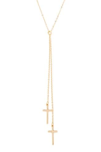 Forever21 Gold Cross Pendant Drop Necklace