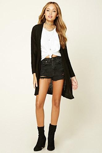 Forever21 Women's  Marled Knit Open-front Cardigan