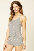 Forever21 Women's  Heather Grey & Pink Popsicle Print Cami Pj Set
