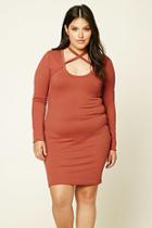 Forever21 Plus Women's  Rust Plus Size Bodycon Choker Dress