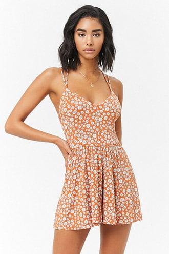 Forever21 Daisy Crisscross Cami Romper