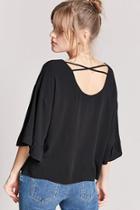 Forever21 Crisscross-back Ruffle-sleeve Top