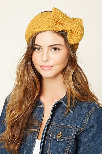 Forever21 Mustard Bow Front Headwrap