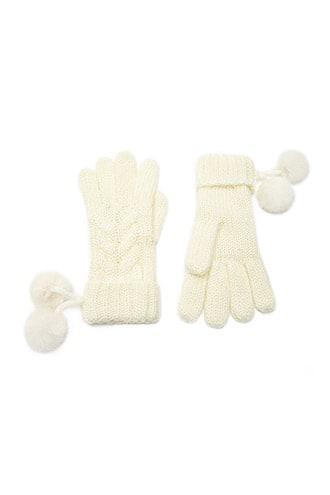 Forever21 Cable-knit Pom Pom Gloves