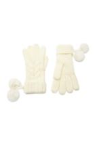 Forever21 Cable-knit Pom Pom Gloves