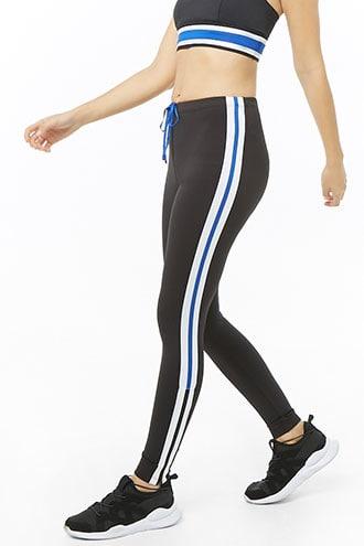Forever21 Active Total Coverage Striped-trim Leggings