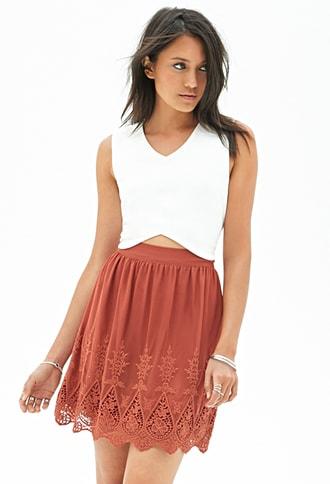 Forever21 Mesh Embroidered Skirt