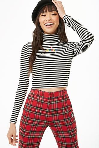 Forever21 Mickey Mouse Striped Crop Top