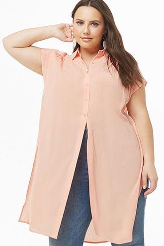 Forever21 Plus Size Gauze Longline Shirt