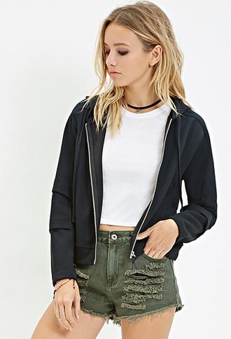 Forever21 Zip-up Paneled Hoodie