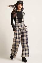 Forever21 Pleated Plaid Overalls