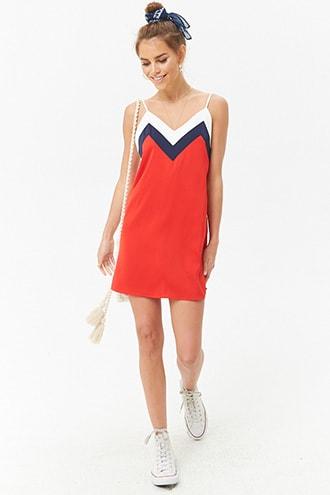 Forever21 Chevron Colorblock Cami Mini Shift Dress