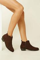 Forever21 Women's  Chocolate Faux Suede Ankle Booties