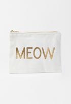 Forever21 Metallic Meow Canvas Pouch