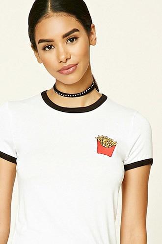 Forever21 Women's  French Fries Ringer Tee